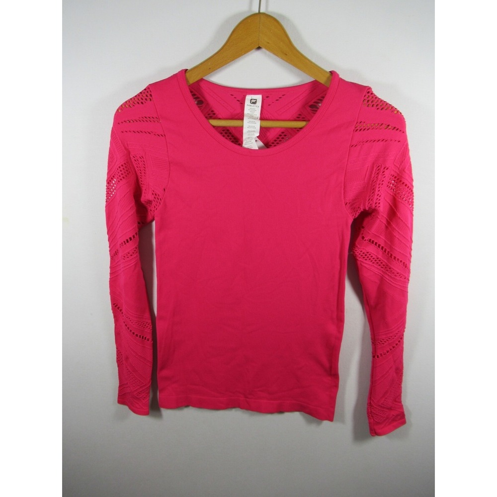 NEW Fabletics Isabella Seamless Top Women Small Hot Pink Long Sleeve Athletic